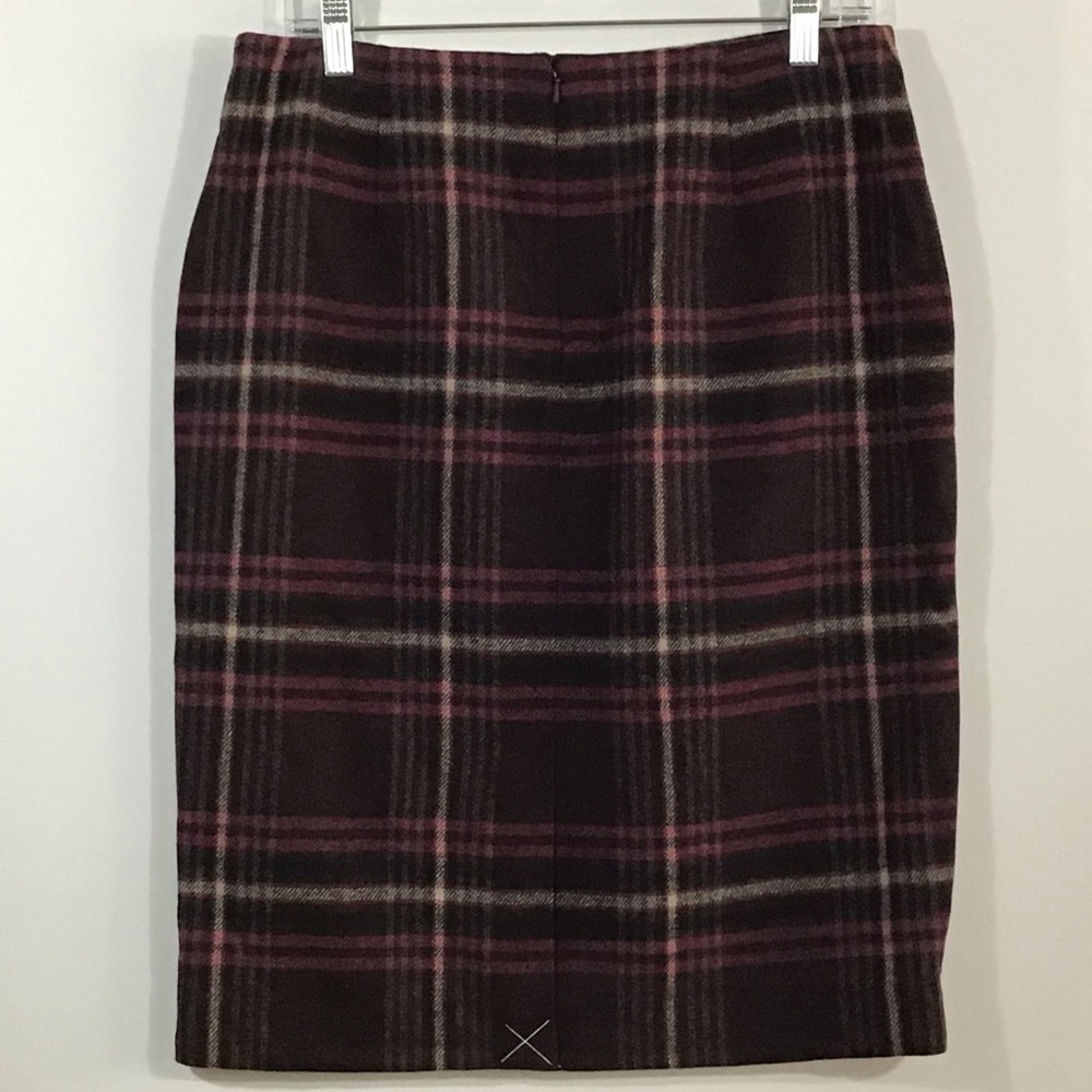 Talbots Wool Skirt Plaid Magenta 8 - Picture 3 of 5